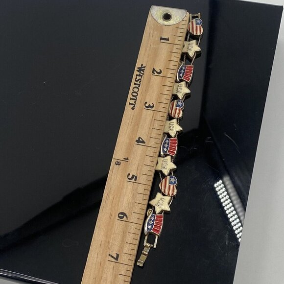 4th Of July USA American Flag Patriotic Charm Bracelet W/ Clasp Closure - Picture 9 of 9